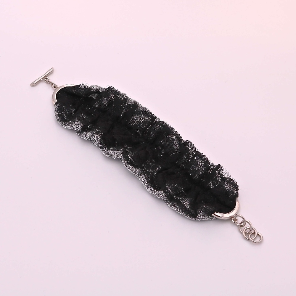 A&M Silver Mesh and Lace Bracelet